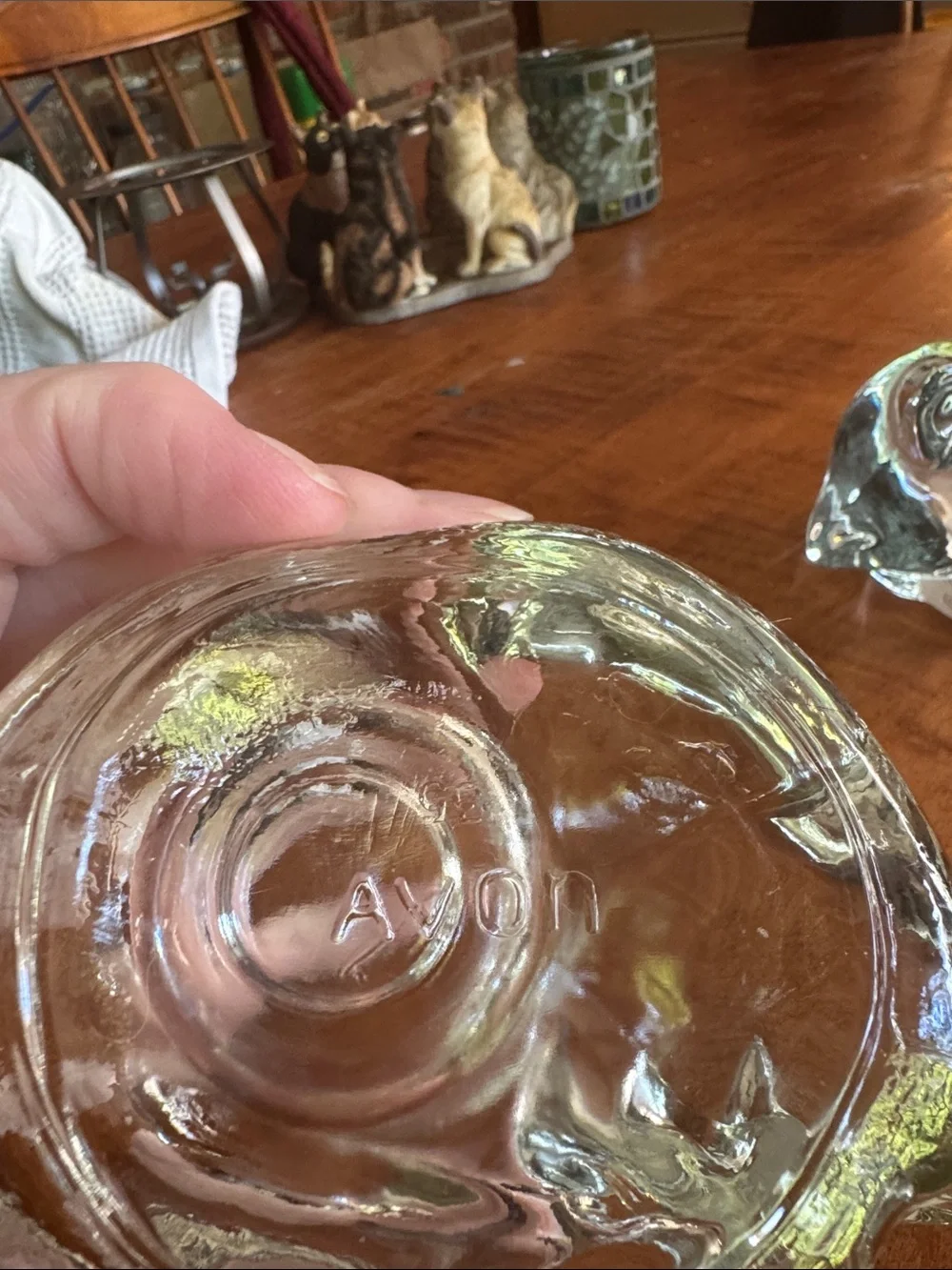 Avon Clear Glass Cat Candle Holders - Transparent